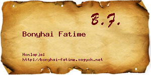 Bonyhai Fatime névjegykártya